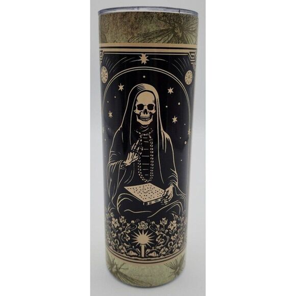 Death Tarot Card Grim Reaper Moth Gothic 20 oz Tumbler With Lid & Straw New - Picture 1 of 9